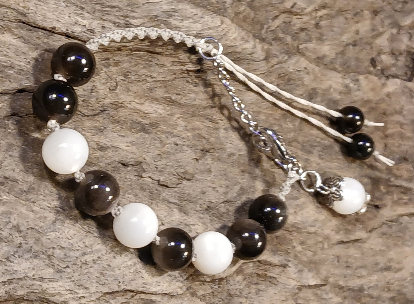 Silver Sheen Obsidian and White Moonstone