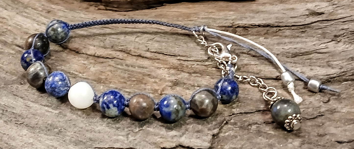 White Moonstone, Lapis Lazuli and Coffee Spectralite