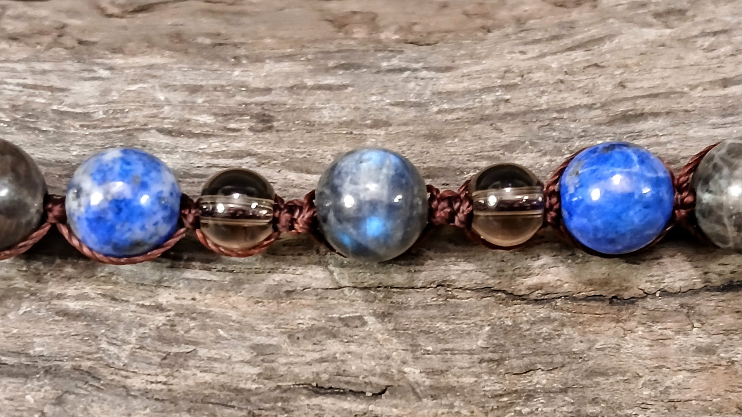 Labradorite, Lapis Lazuli, Coffee Spectralite & Smokey Quartz