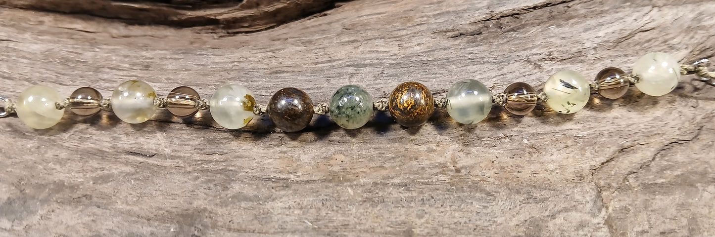 Prehnite with Epidote, Bronzite & Smokey Quartz