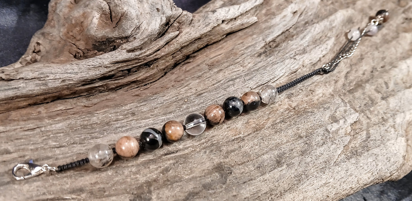 Chiastolite, Black Tormaline with Quartz Inclusions, Tormalated Quartz, Clear Himalayan Quartz & Milky Quartz