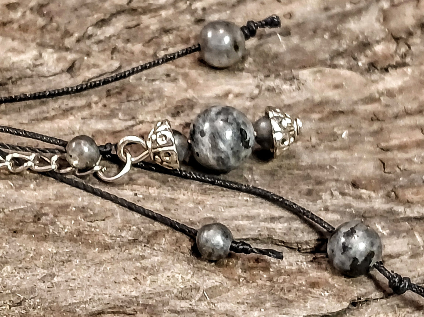 Celtic Clover Knot, Black Tormaline & Larvikite