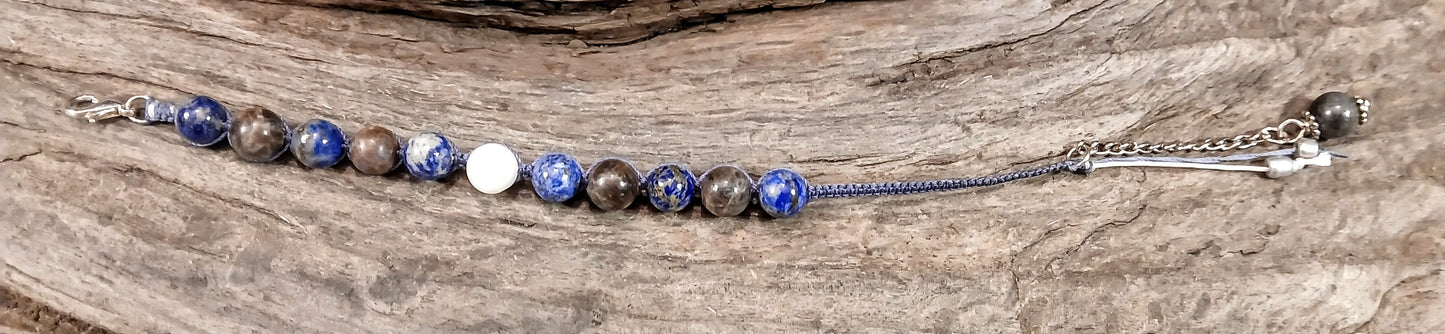 White Moonstone, Lapis Lazuli and Coffee Spectralite