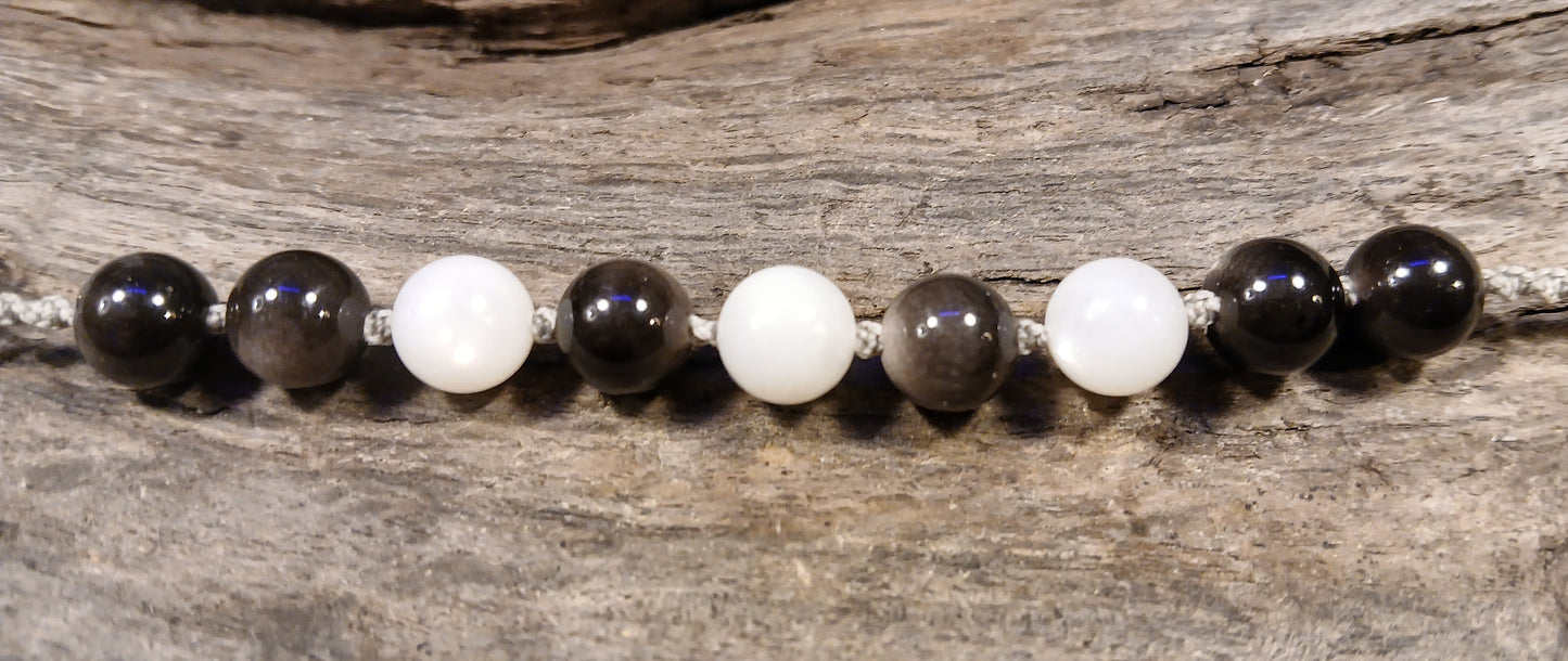 Silver Sheen Obsidian and White Moonstone