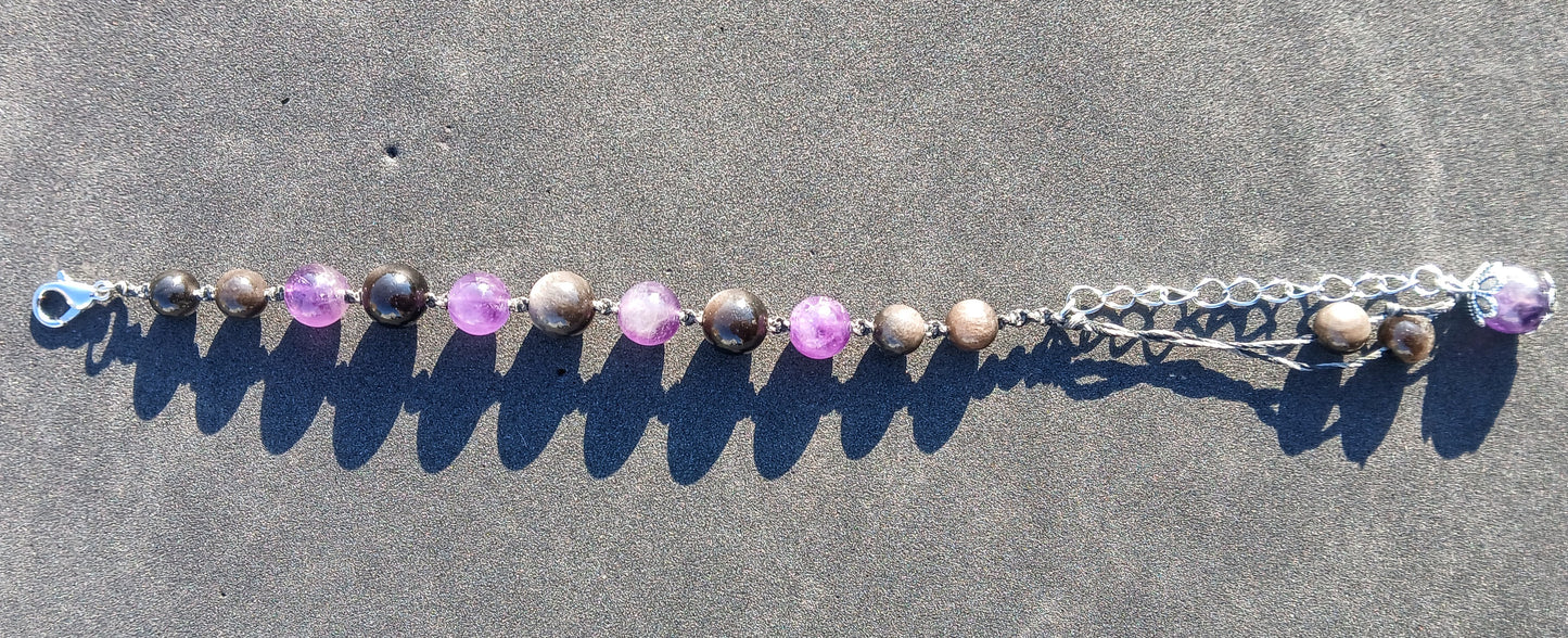 Amethyst and Silver Sheen Obsidian