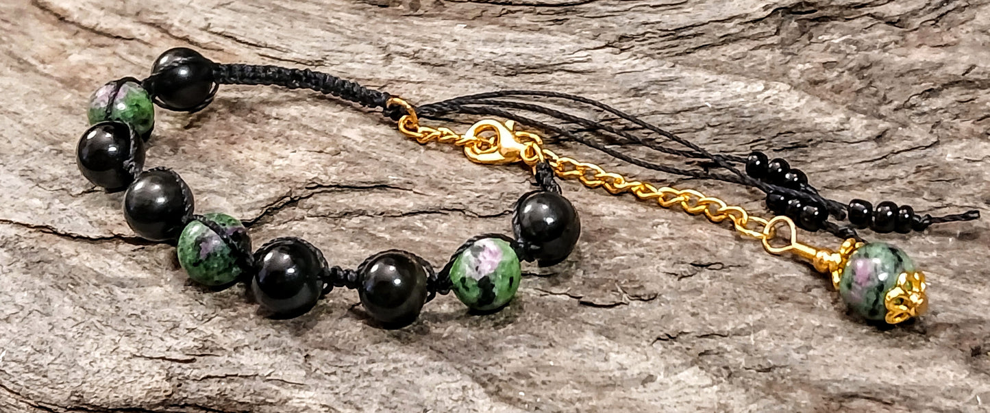 Ruby in Zoisite & Rainbow Obsidian