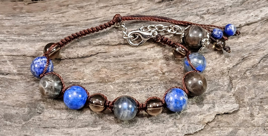 Labradorite, Lapis Lazuli, Coffee Spectralite & Smokey Quartz