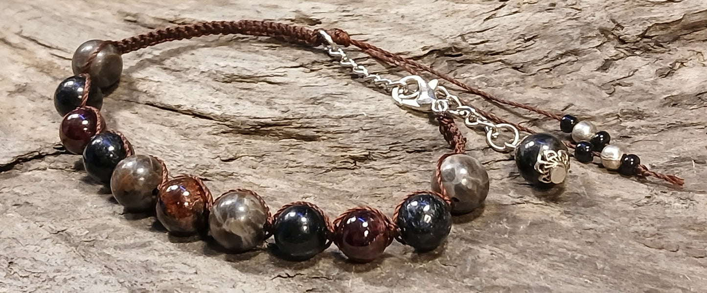 Garnet, Arfvedsonite, Coffee Spectralite & Smokey Quartz