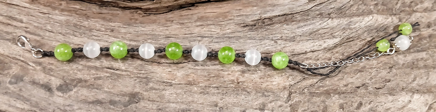 Peridot & Satin Spar