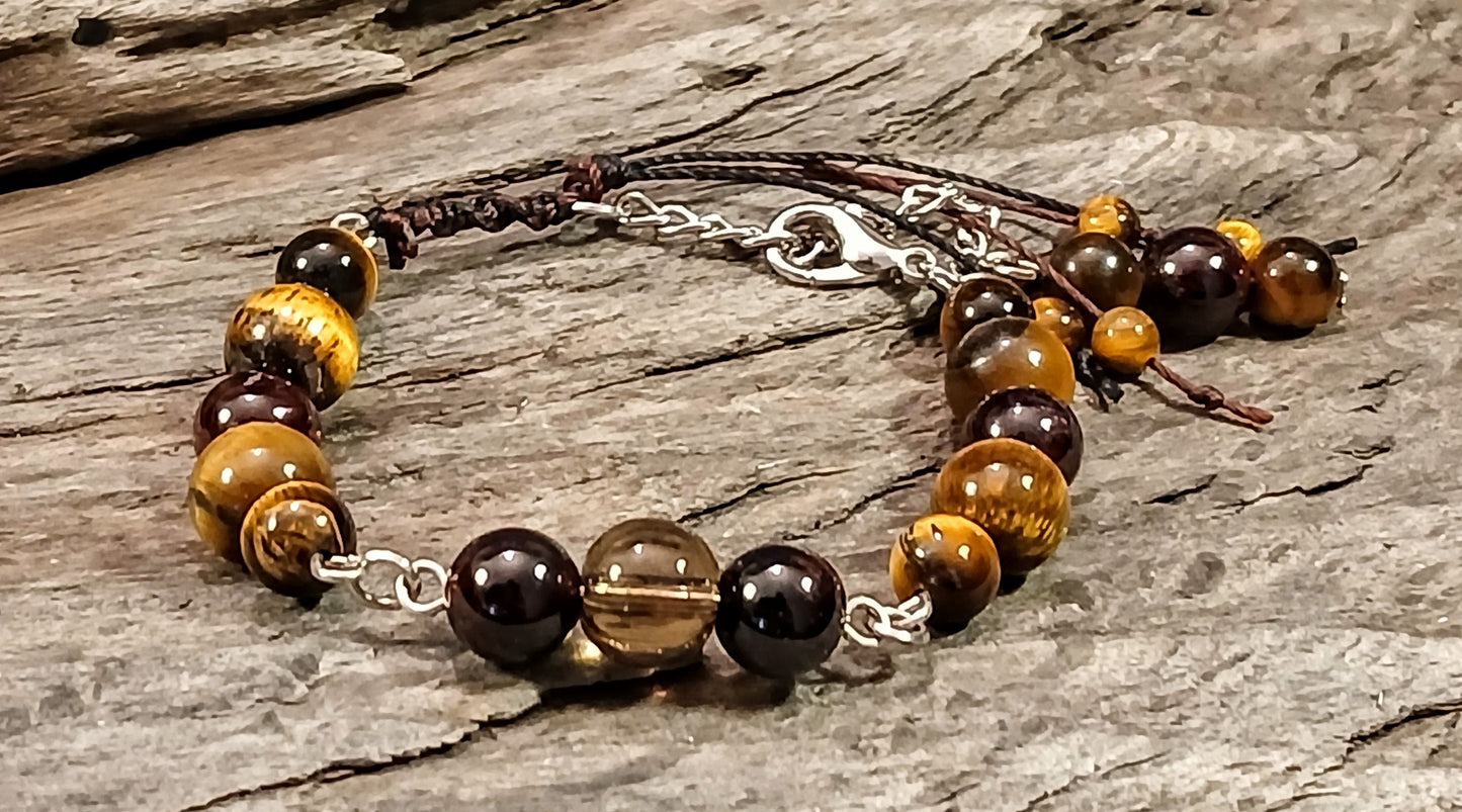 Smokey Quartz, Garnet and Tigers Eye