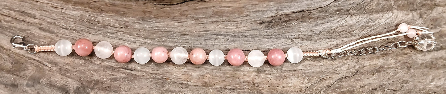 Rose Quartz, Rhodonite, Satin Spar & Himalayan Quartz