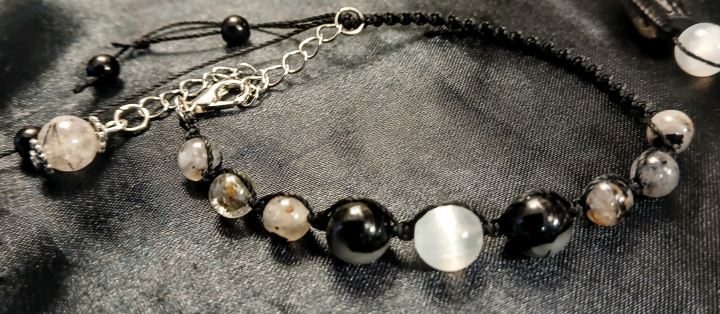 Black Tormaline & Selenite with Quartz Set
