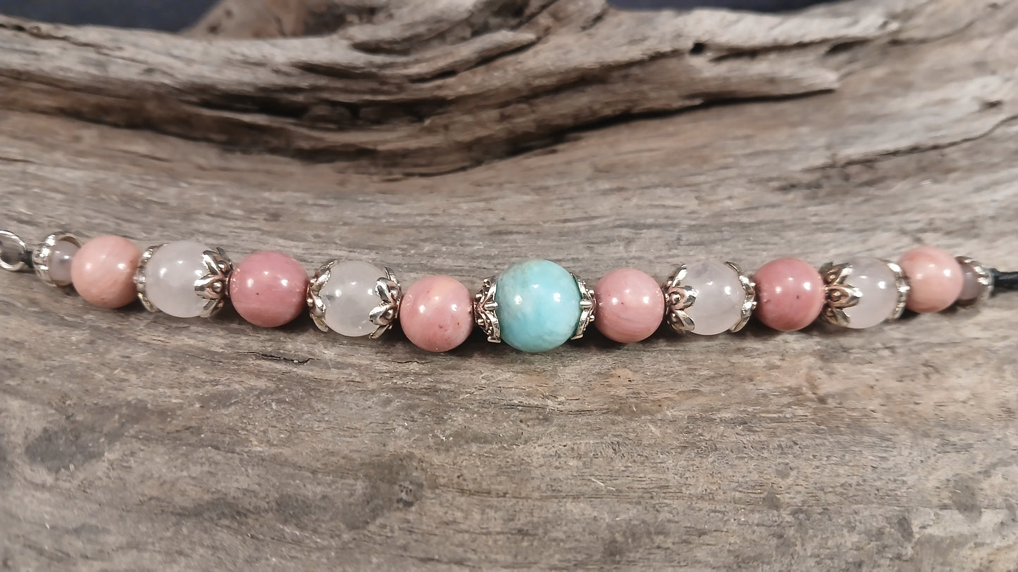 Amazonite, Rhodonite & Rose Quartz