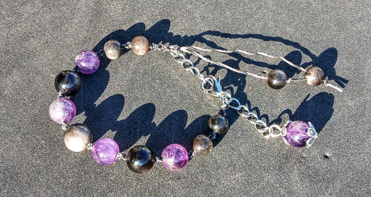 Amethyst and Silver Sheen Obsidian