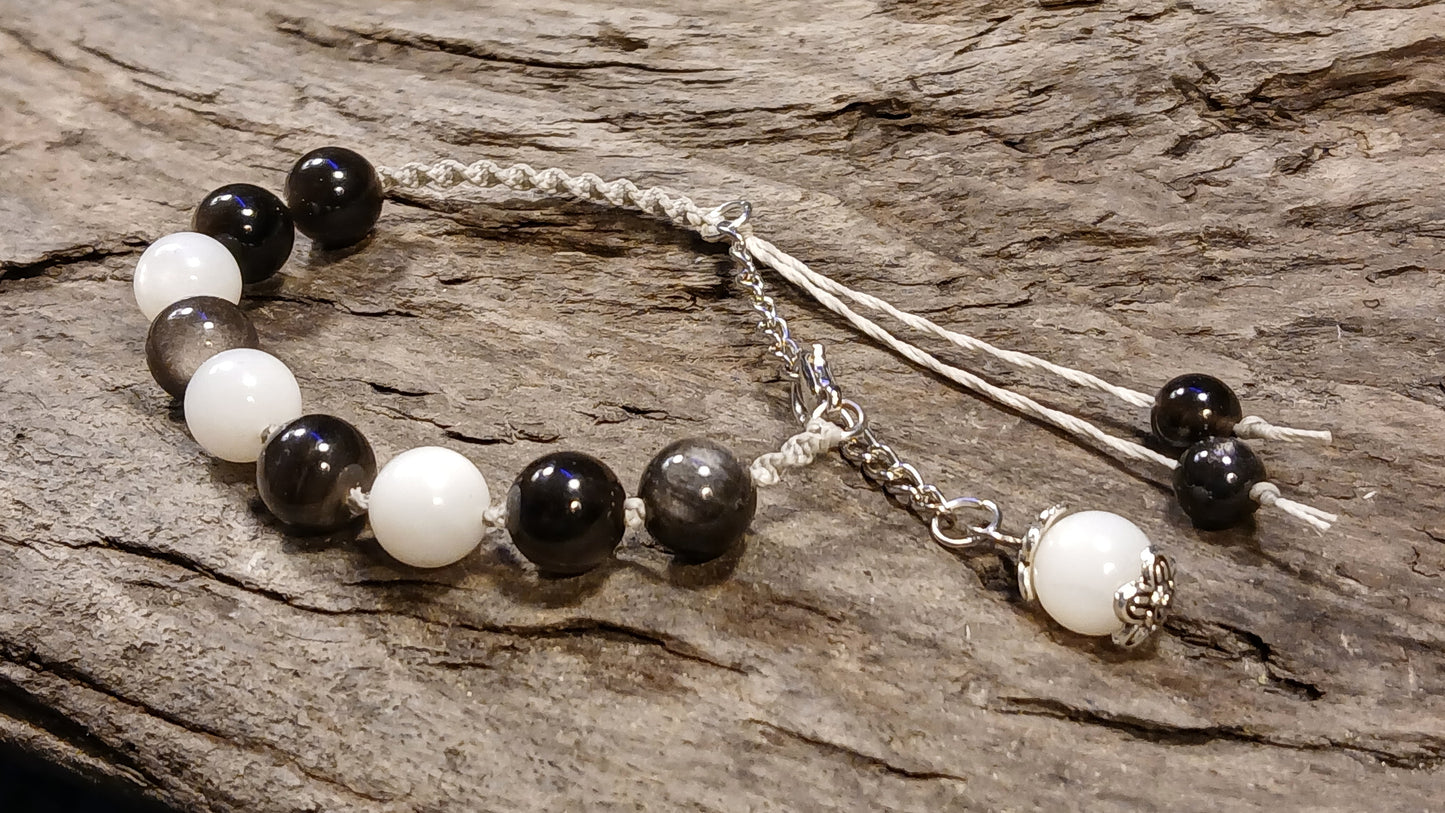 Silver Sheen Obsidian and White Moonstone