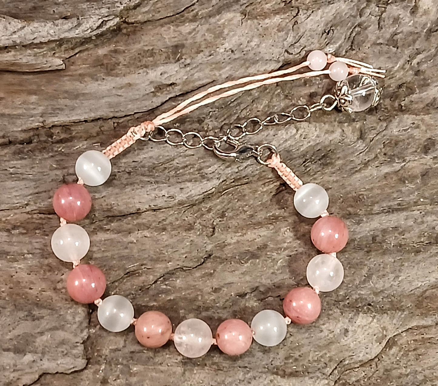 Rose Quartz, Rhodonite, Satin Spar & Himalayan Quartz