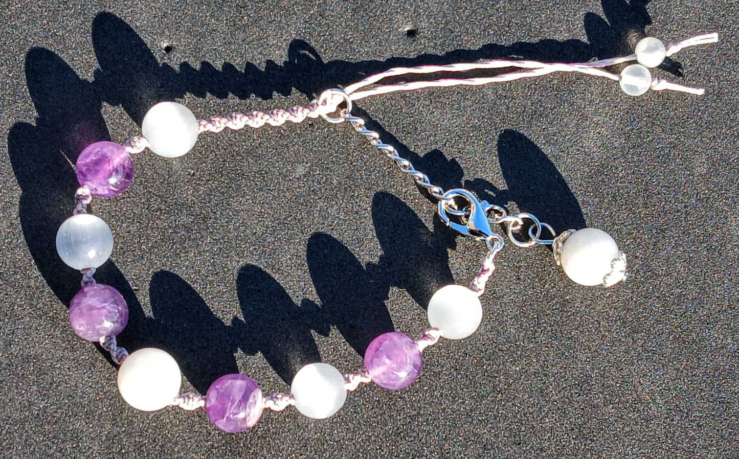 White Moonstone, Amethyst and Satin Spar