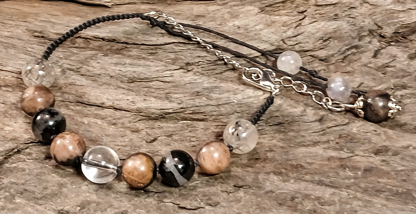 Chiastolite, Black Tormaline with Quartz Inclusions, Tormalated Quartz, Clear Himalayan Quartz & Milky Quartz