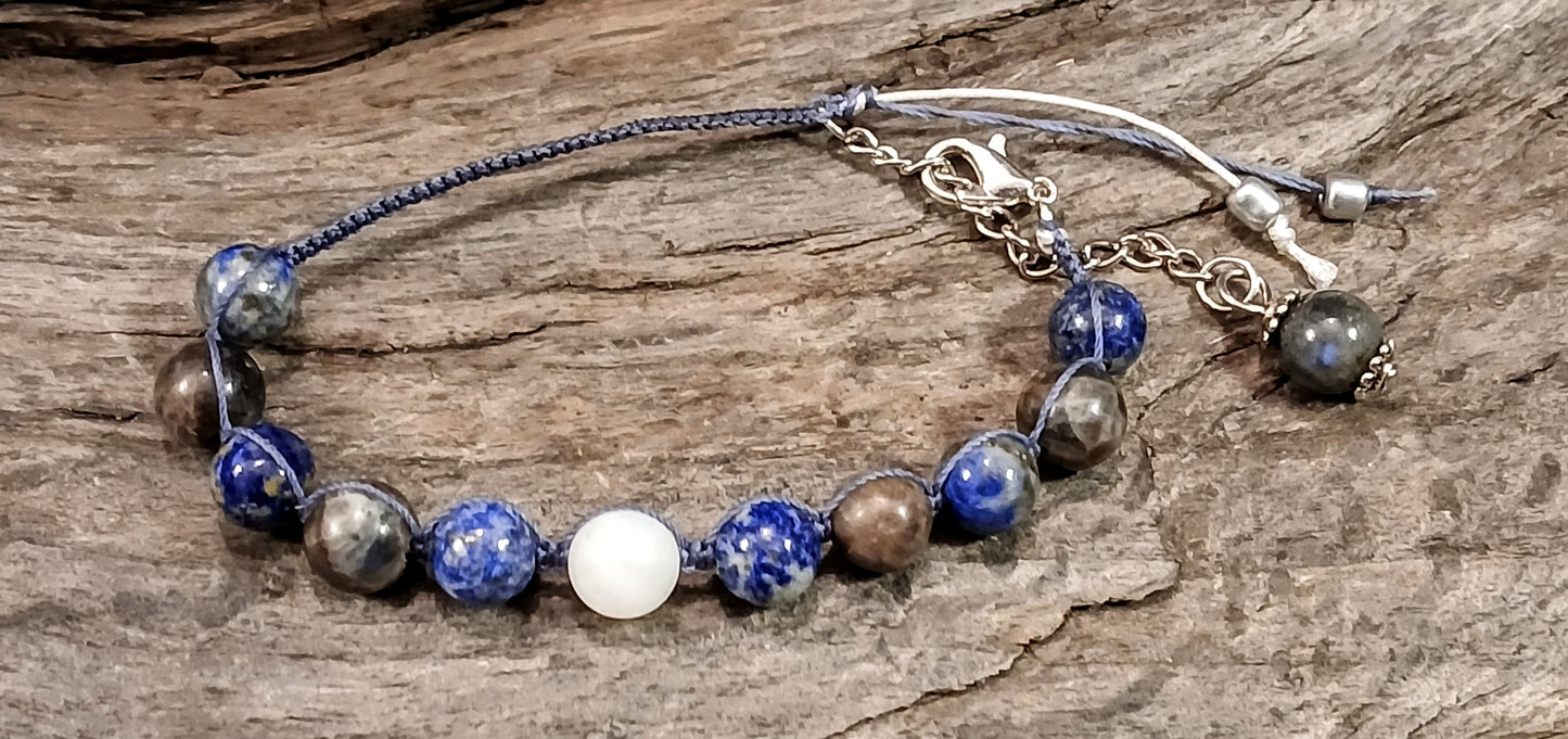 White Moonstone, Lapis Lazuli and Coffee Spectralite