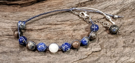 White Moonstone, Lapis Lazuli and Coffee Spectralite