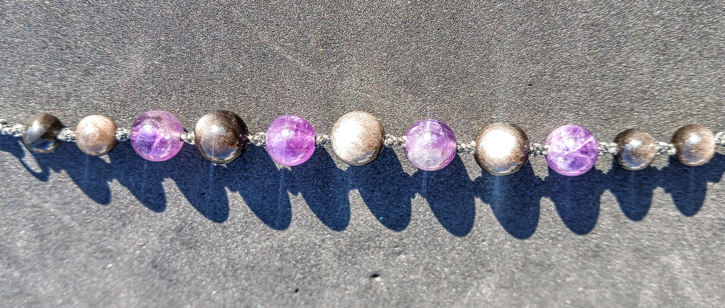 Amethyst and Silver Sheen Obsidian