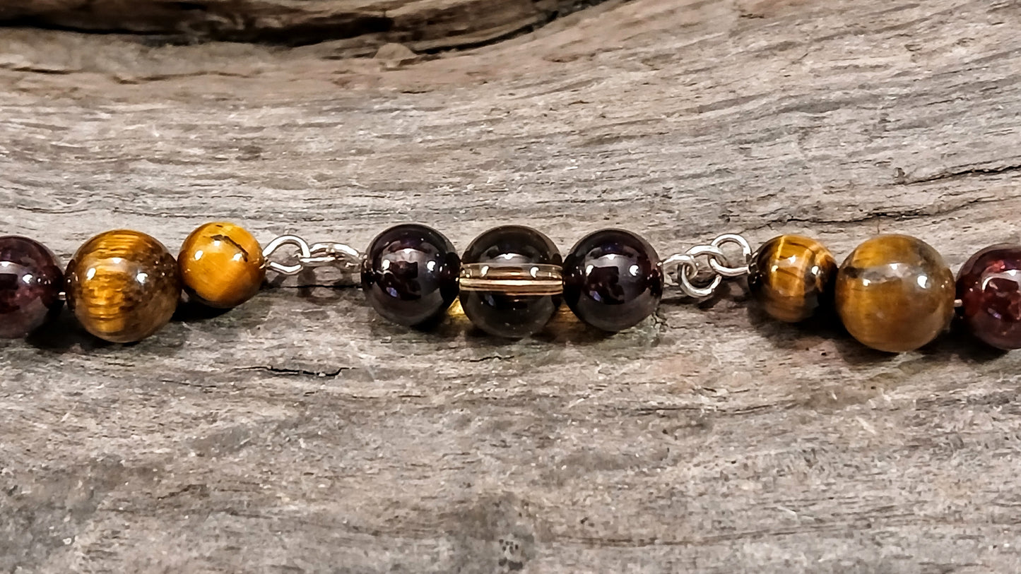 Smokey Quartz, Garnet and Tigers Eye