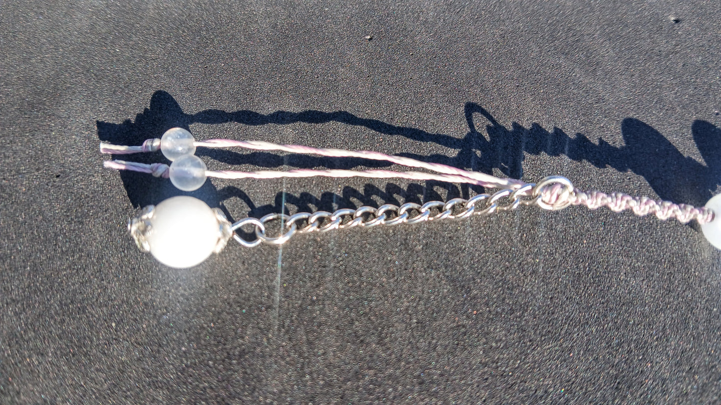 White Moonstone, Amethyst and Satin Spar