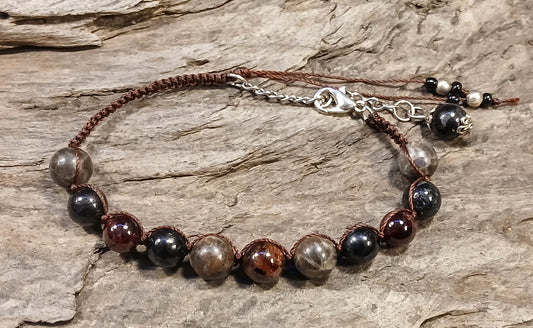 Garnet, Arfvedsonite, Coffee Spectralite & Smokey Quartz