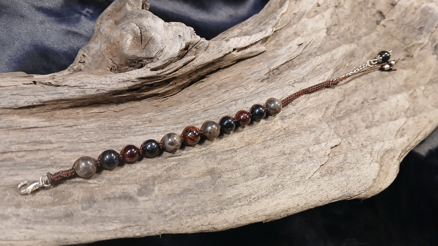 Garnet, Arfvedsonite, Coffee Spectralite & Smokey Quartz