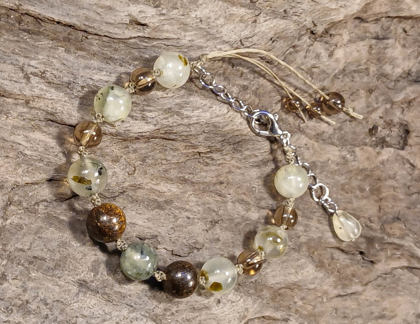Prehnite with Epidote, Bronzite & Smokey Quartz