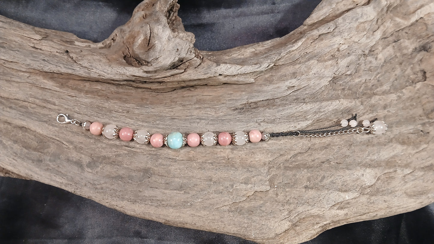 Amazonite, Rhodonite & Rose Quartz