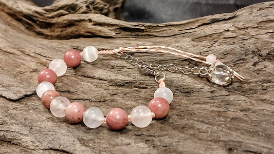 Rose Quartz, Rhodonite, Satin Spar & Himalayan Quartz