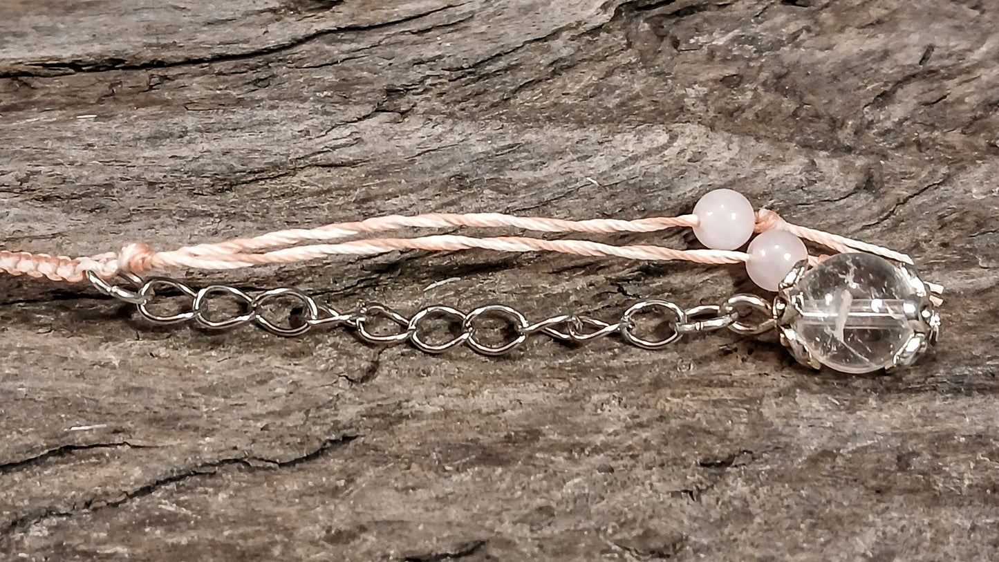 Rose Quartz, Rhodonite, Satin Spar & Himalayan Quartz