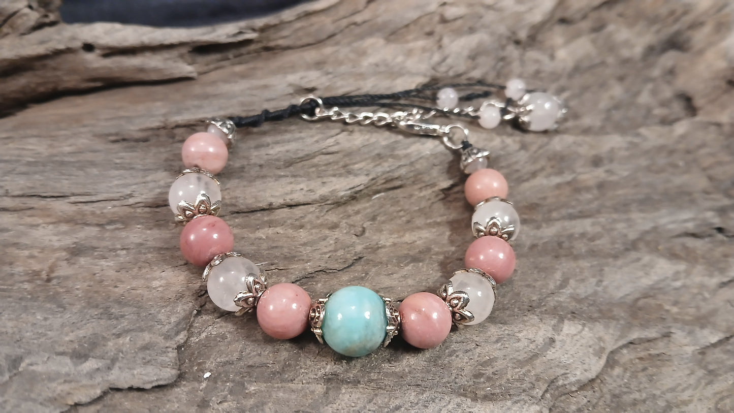 Amazonite, Rhodonite & Rose Quartz