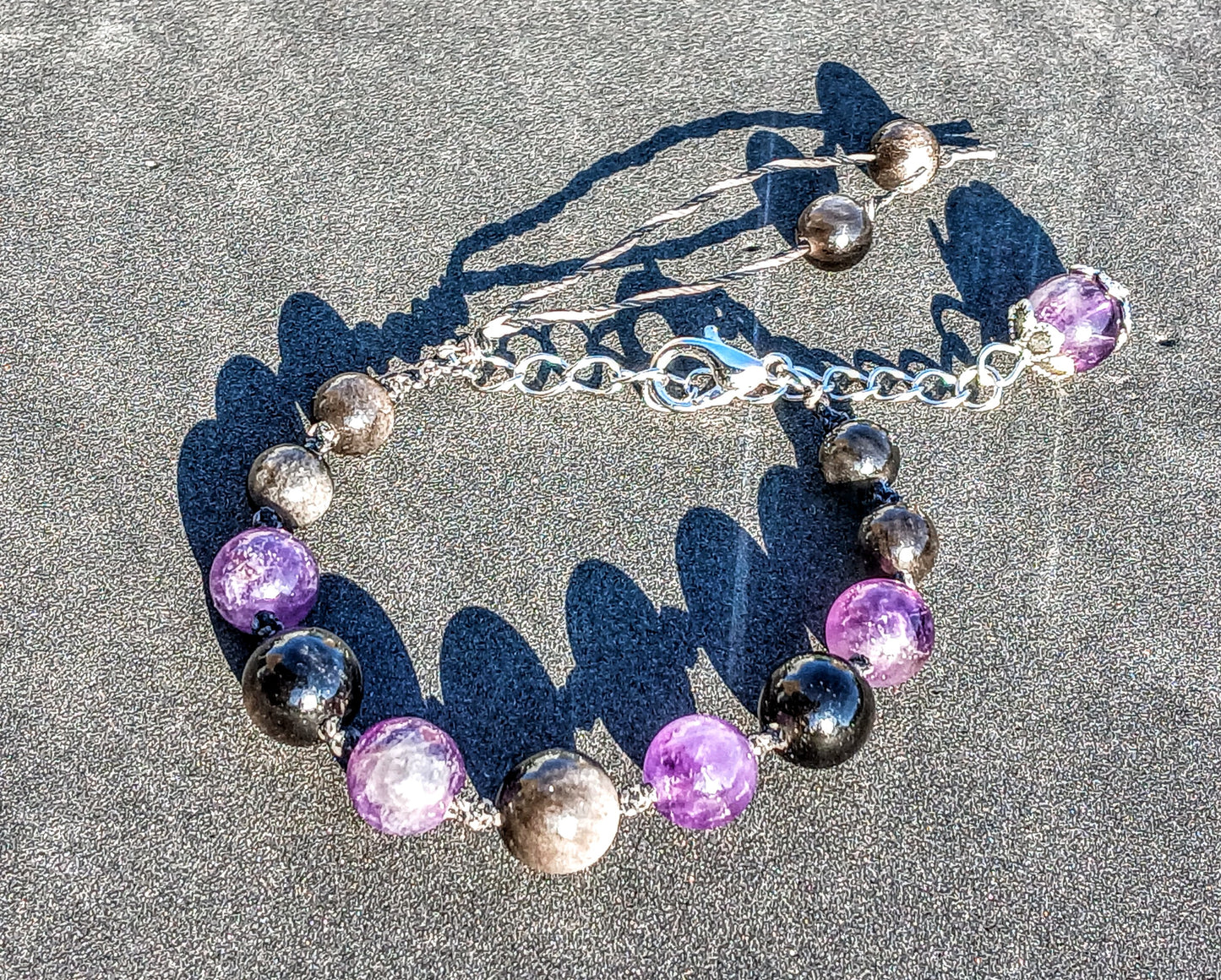 Amethyst and Silver Sheen Obsidian