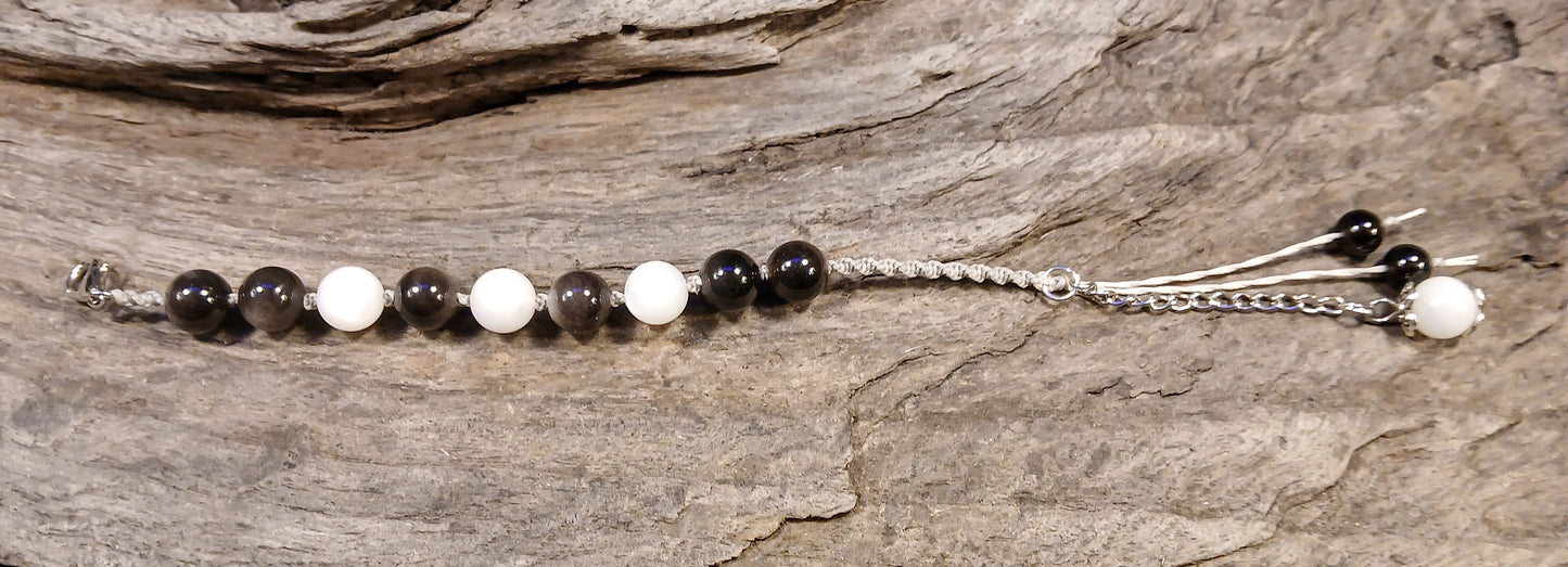 Silver Sheen Obsidian and White Moonstone
