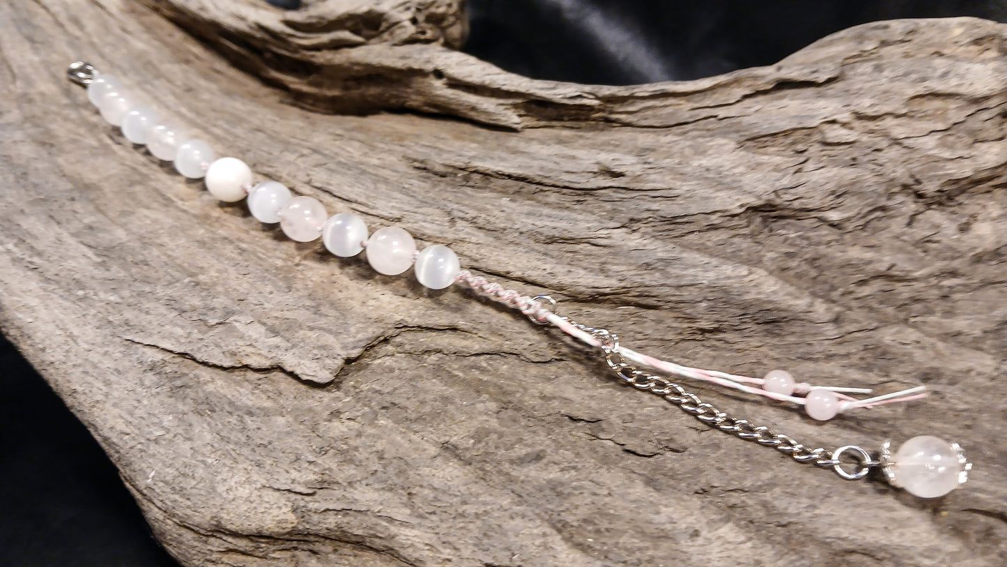 White Moonstone, Rose Quartz and Satin Spar