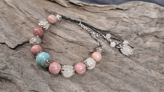 Amazonite, Rhodonite & Rose Quartz