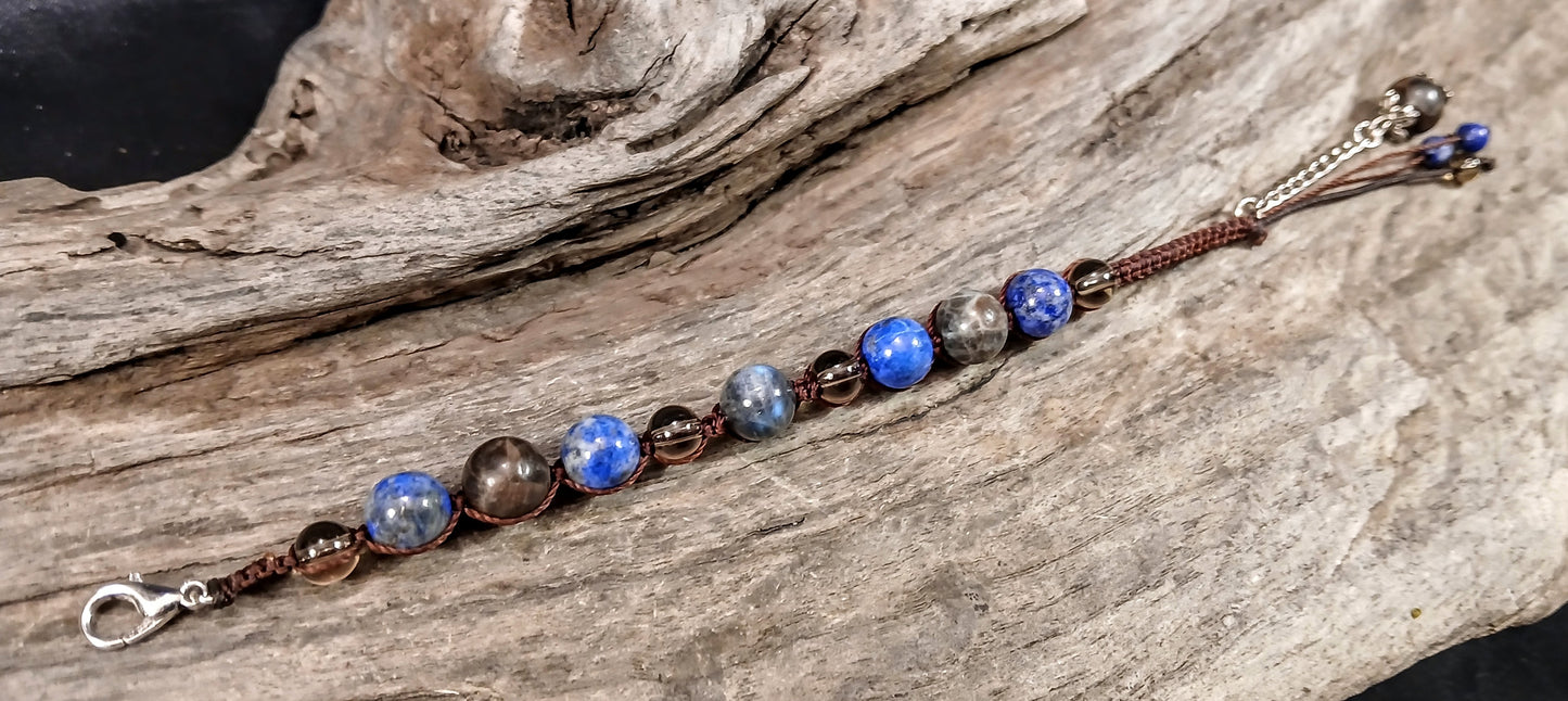 Labradorite, Lapis Lazuli, Coffee Spectralite & Smokey Quartz
